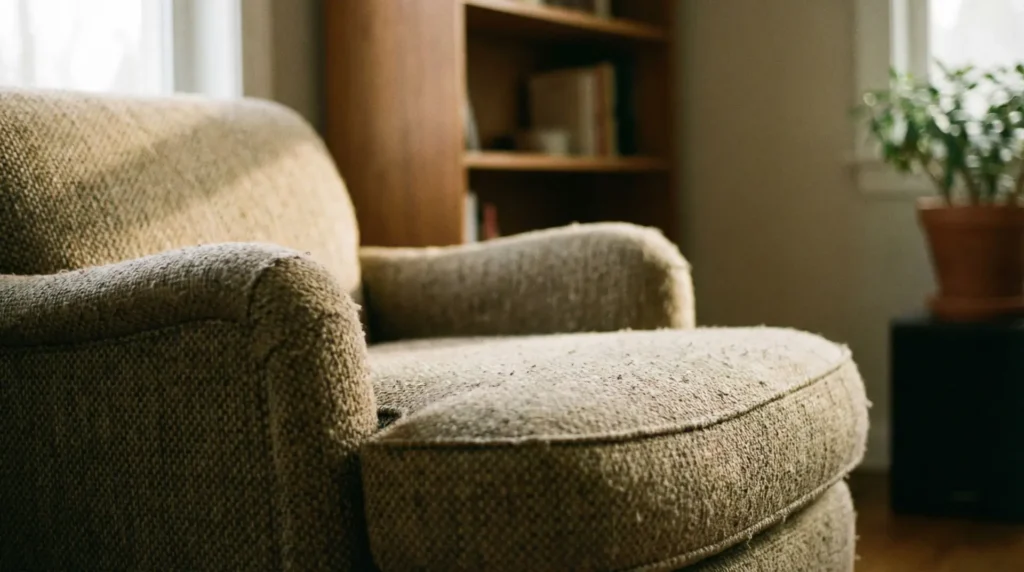 Dettaglio di una poltrona confortevole in uno studio di psicologia a Brescia, simbolo dell'accoglienza e del supporto psicologico in azienda per il benessere dei dipendenti con Mentera.